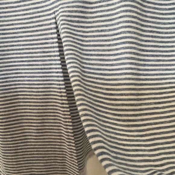 BCBGeneration Tank Top Sleeveless Ruffled Sheer Hem Blue White Stripe, Size XS - Picture 8 of 9